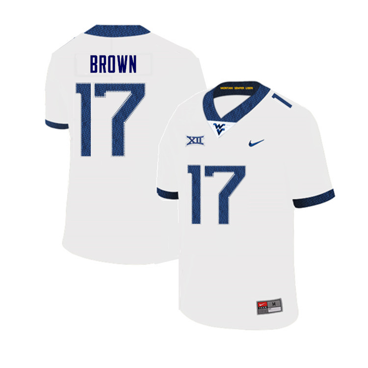 NCAA Men's Sam Brown West Virginia Mountaineers White #17 Nike Stitched Football College Authentic Jersey VQ23J67MF